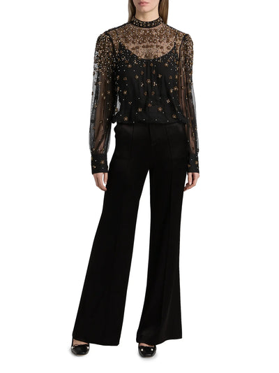 Embroidered Bubble Tulle Blouse