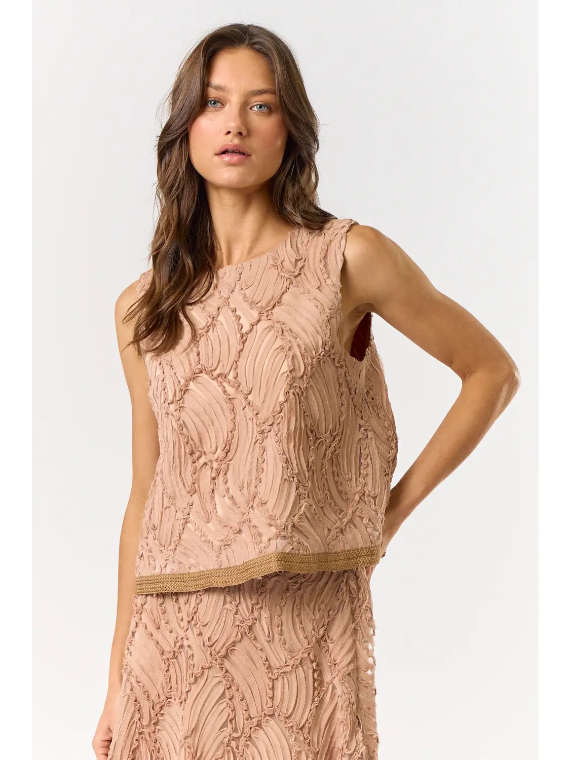 Scarlette Textured Top- Mocha