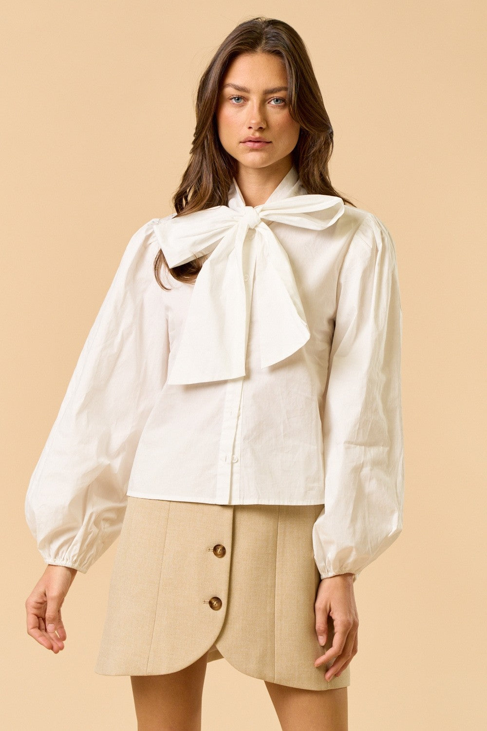 Easton Bow Blouse- Off White