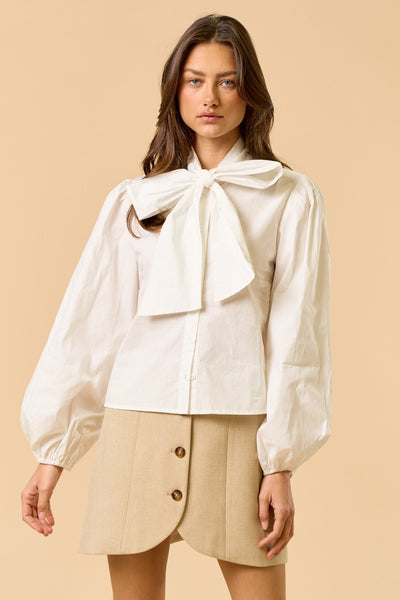 Easton Bow Blouse- Off White