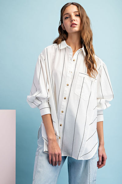 White Striped Blouse