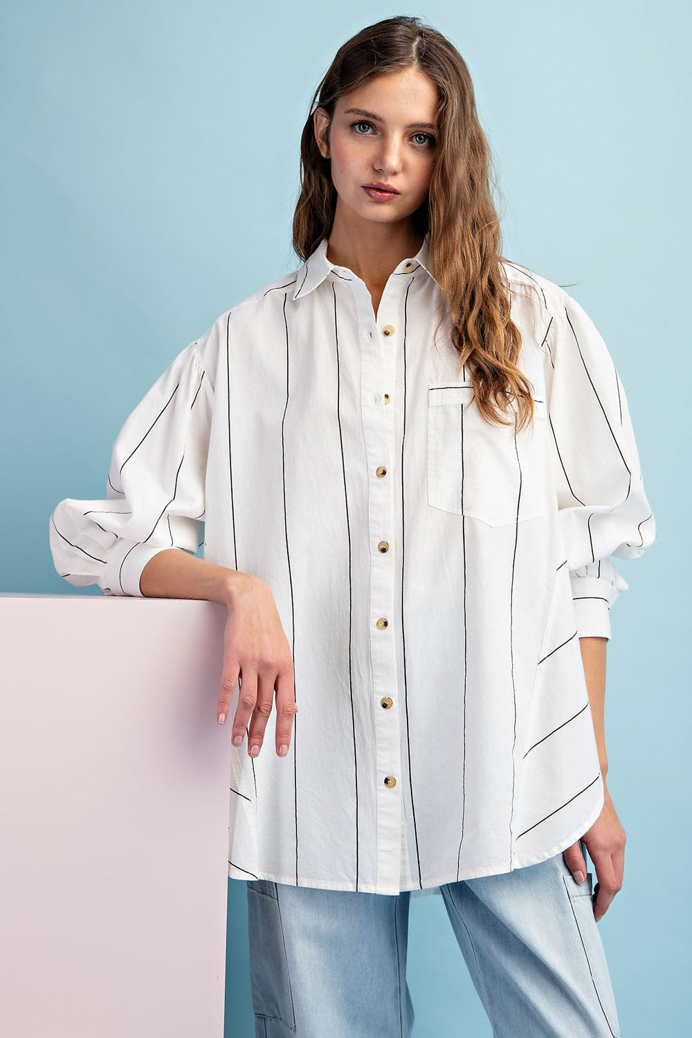 White Striped Blouse