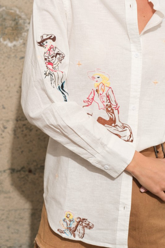 Cowgirl Linen Button Down