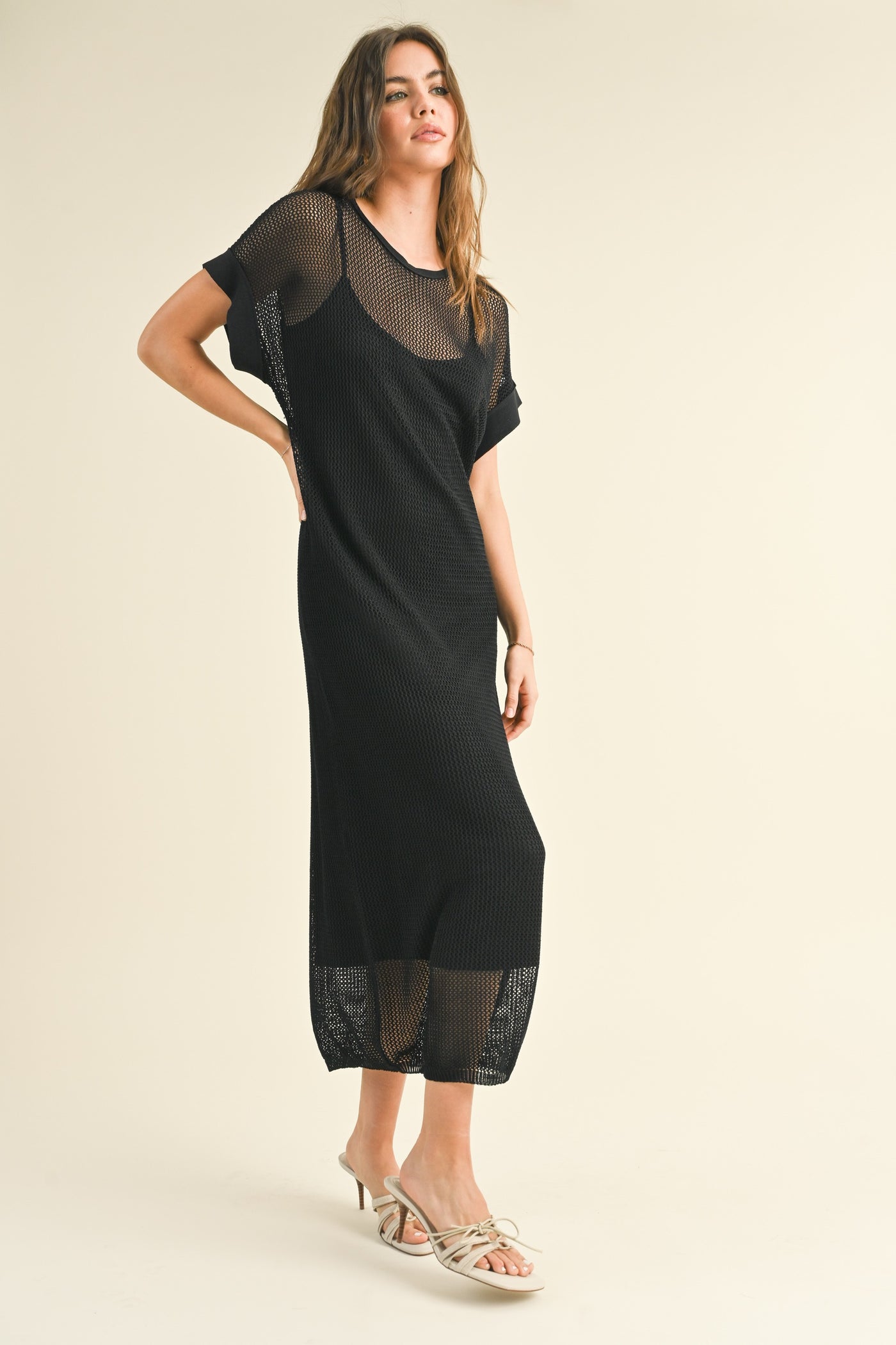 Mesh Knit Midi Dress