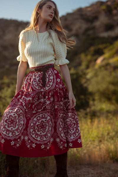 Wine Medallion Maxi Skirt