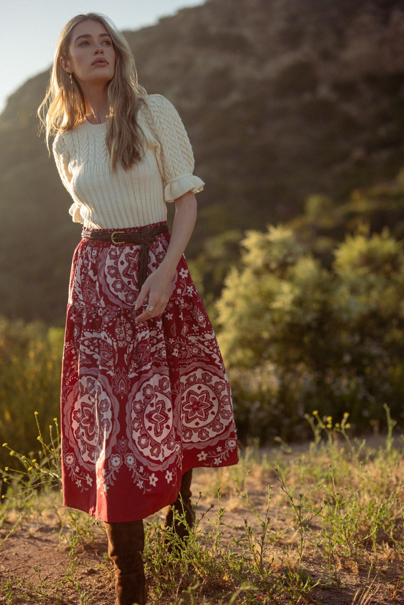 Wine Medallion Maxi Skirt