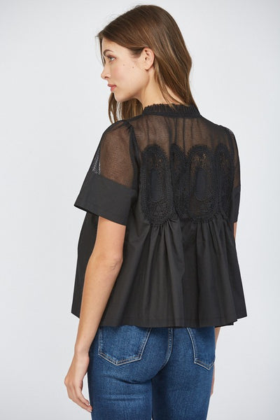 Birch Mesh Top-Black