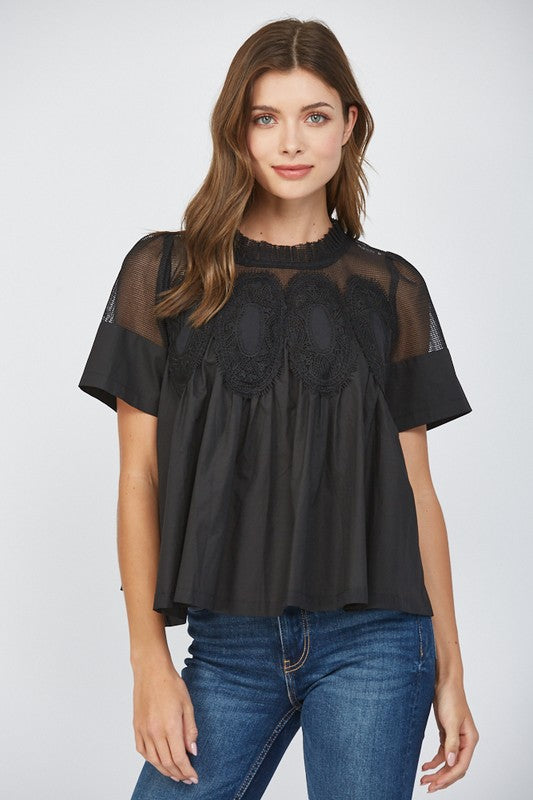 Birch Mesh Top-Black