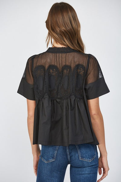 Birch Mesh Top-Black