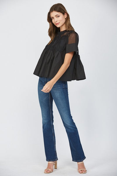 Birch Mesh Top-Black