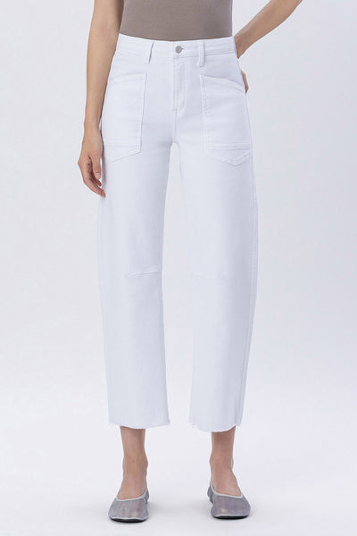 High Rise Raw Hem Barrel Jeans