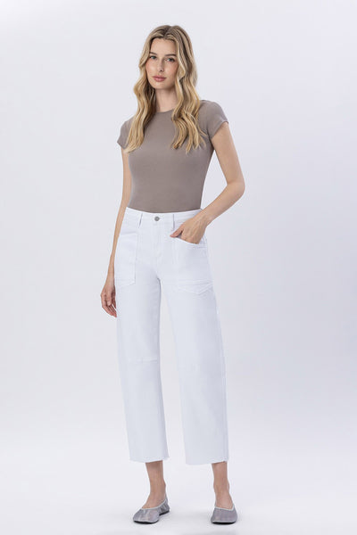 High Rise Raw Hem Barrel Jeans