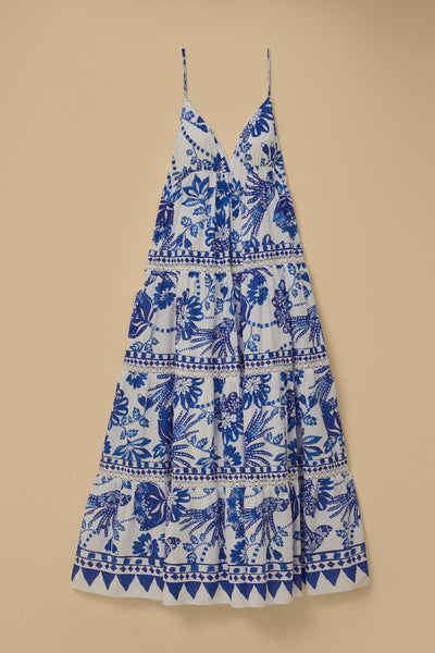 Blue Birds Printed Dress
