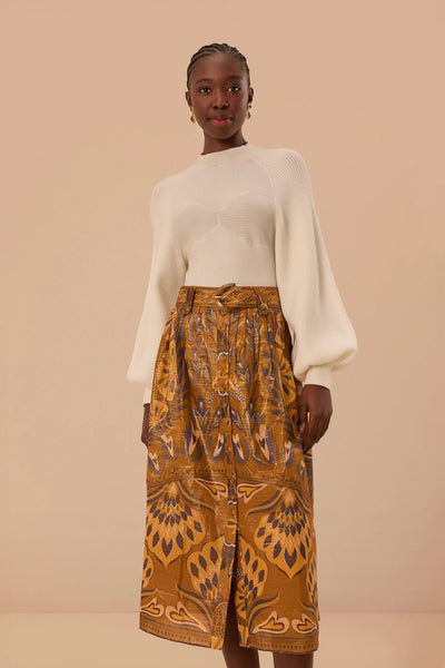 HEART FOREST GOLD MIDI SKIRT