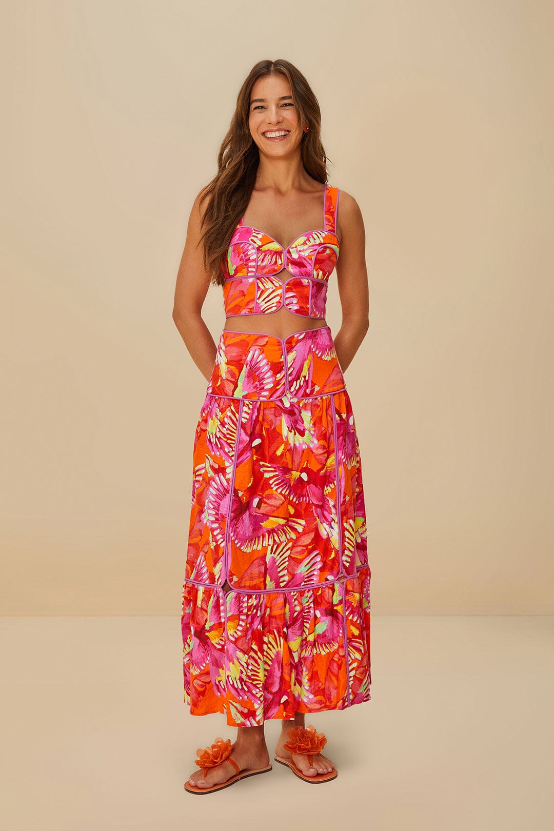 Orange Flying Birds Skirt