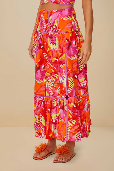 Orange Flying Birds Skirt