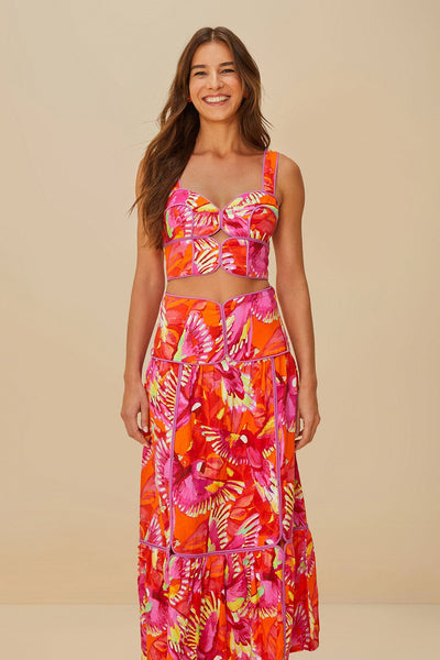 Orange Flying Birds Skirt
