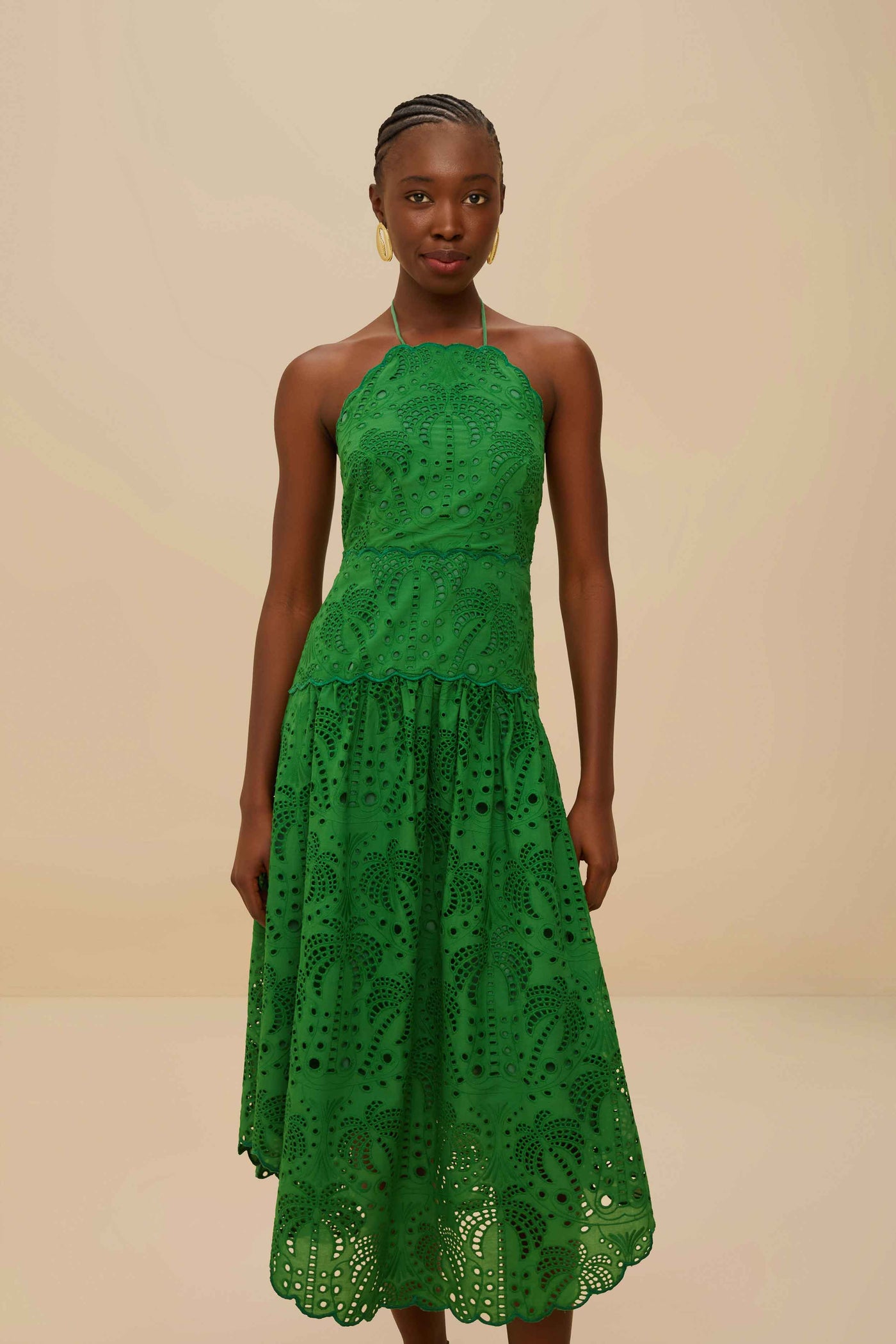Green Palm Tree Eyelet Midi Dress Karlee Green Palm Tree Eyelet Midi Dress Karlee