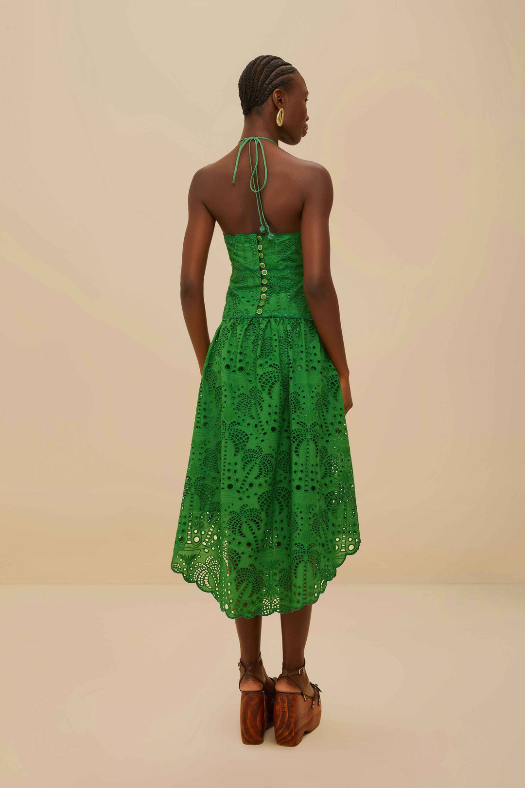 Green Palm Tree Eyelet Midi Dress – Karlee