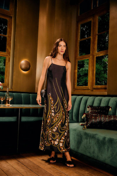 Garden Black Midi Dress