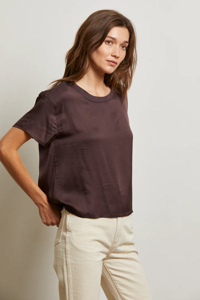 Delphine Satin Top- Cocoa