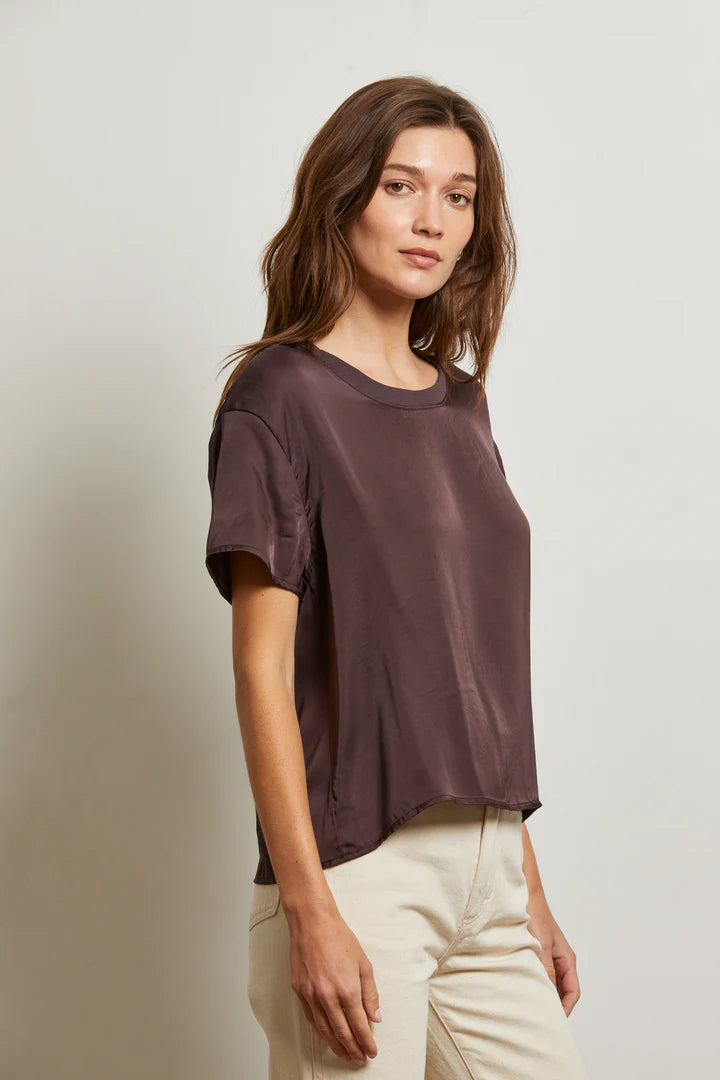 Delphine Satin Top- Cocoa