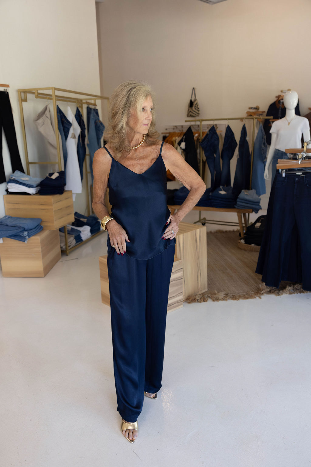 Palazzo Wide Leg Pant- Navy