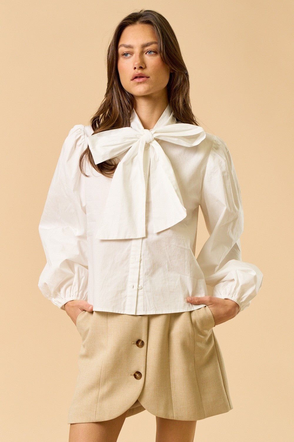Easton Bow Blouse- Off White