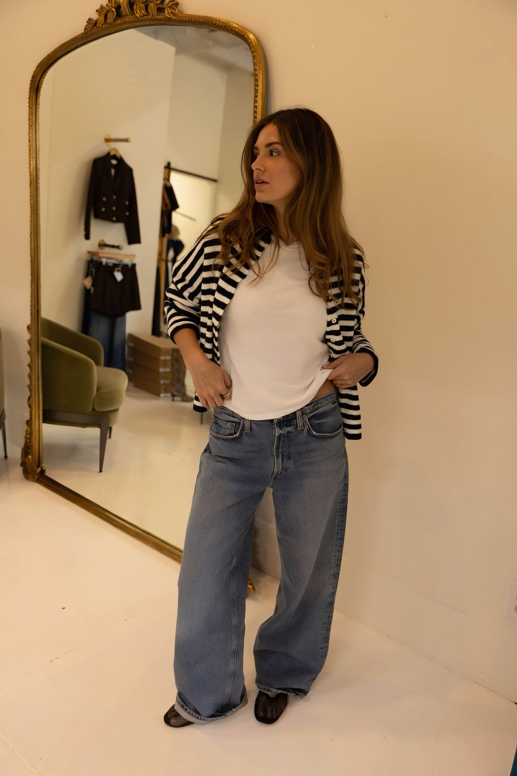 Piper Cardigan - Navy Stripe