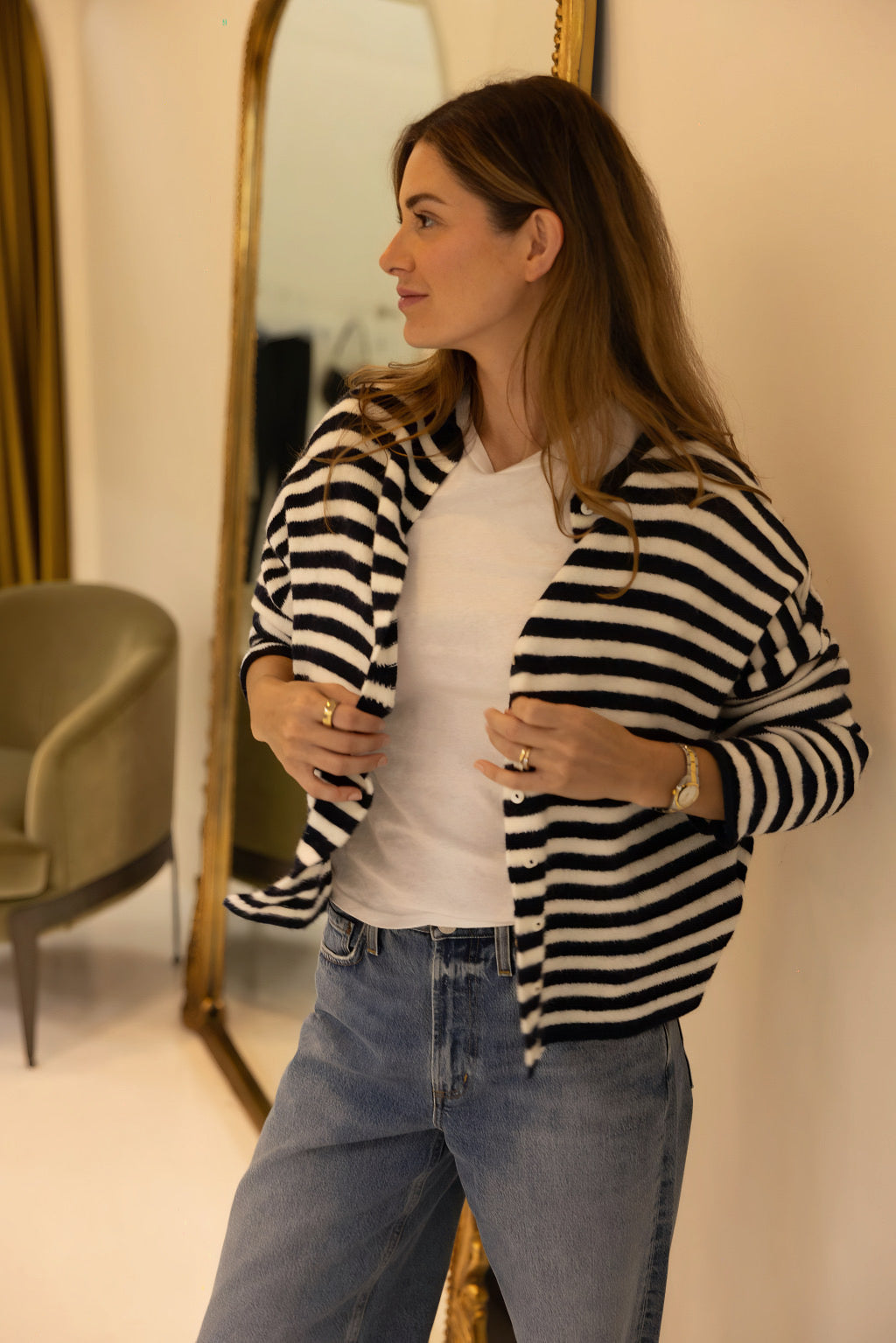 Piper Cardigan - Navy Stripe