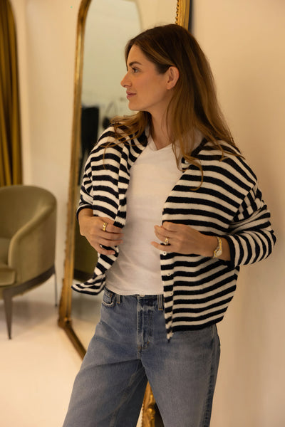 Piper Cardigan - Navy Stripe