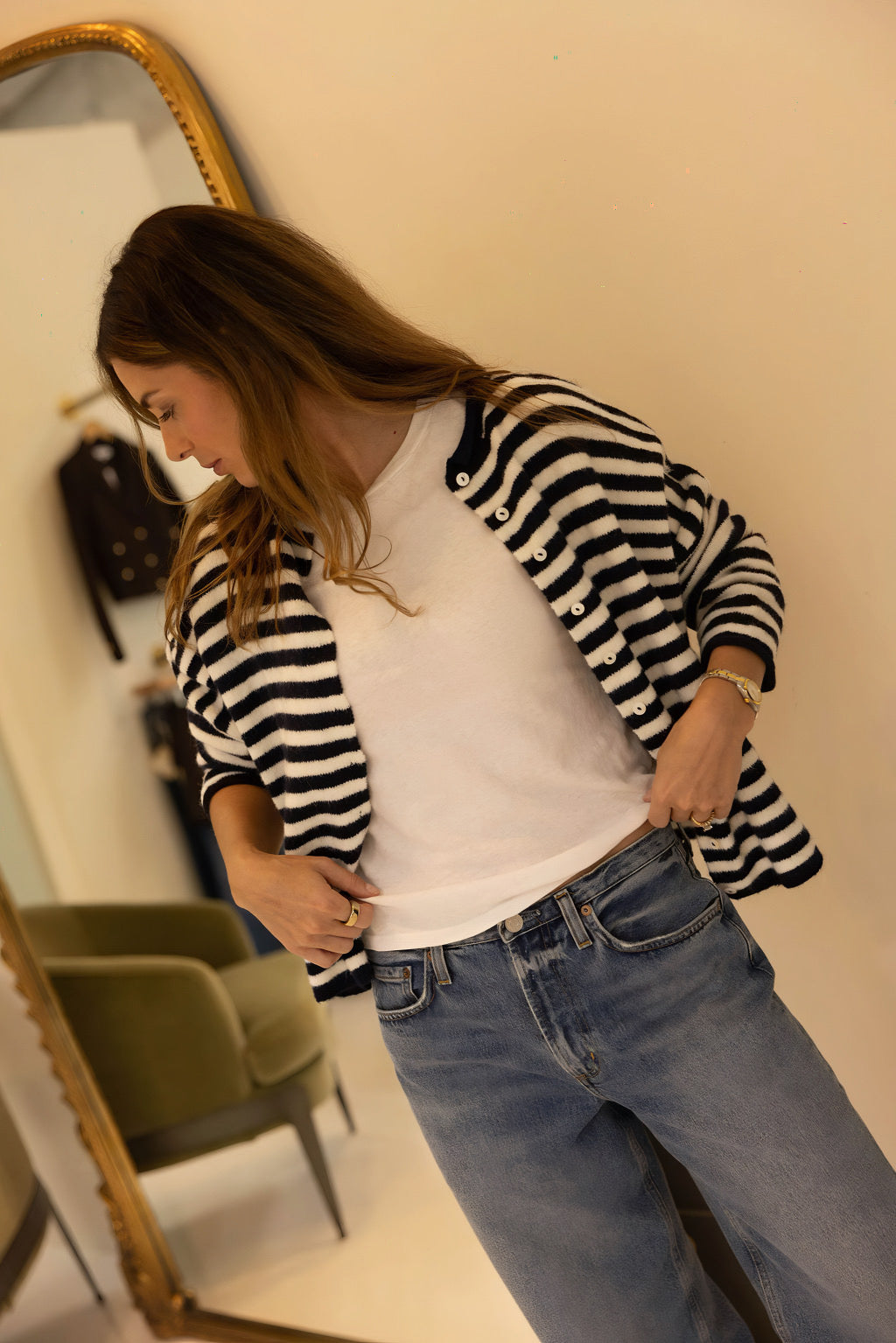 Piper Cardigan - Navy Stripe