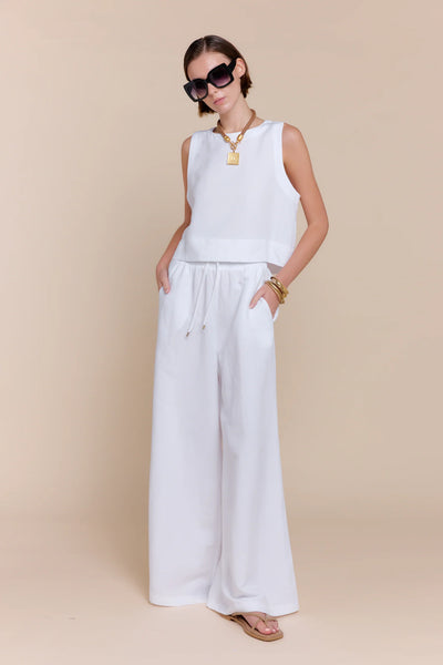 Agatha Linen Top - White