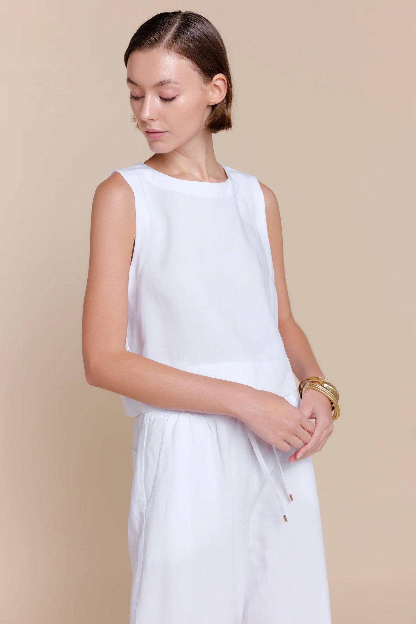 Agatha Linen Top - White