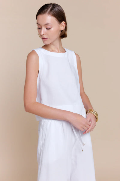 Agatha Linen Top - White