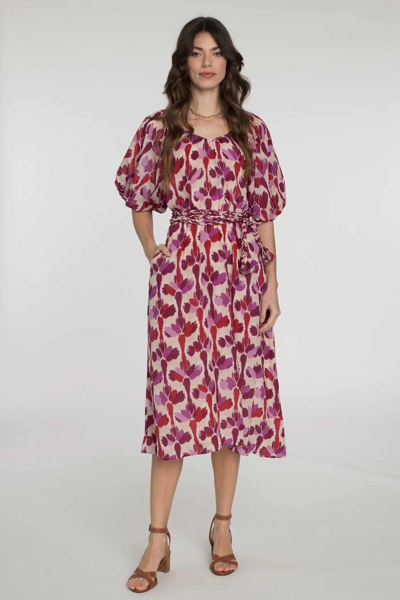 Penny Midi Dress - Moody Palm Amethyst