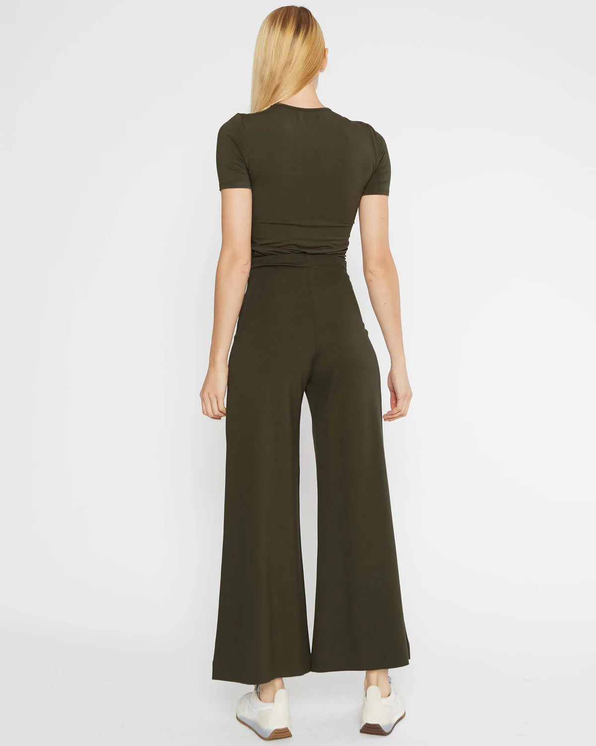 Ponte Knit Cropped Wide Pant