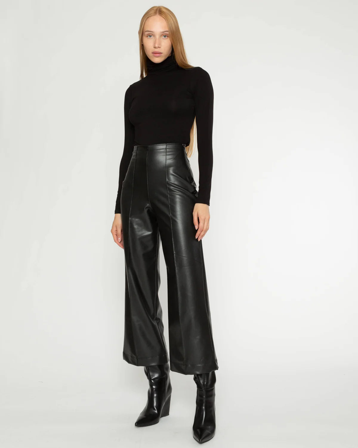 Vegan Leather Straight Leg Pant