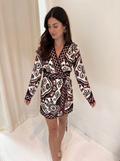 Scarf top wrap dress