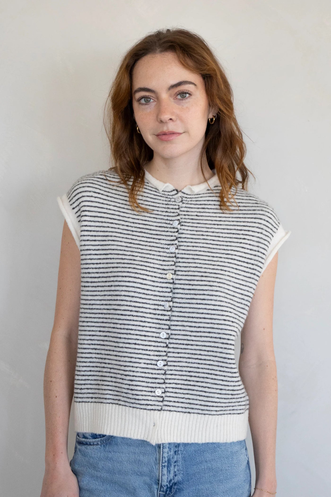 Piper Sleeveless Cardigan- Striped