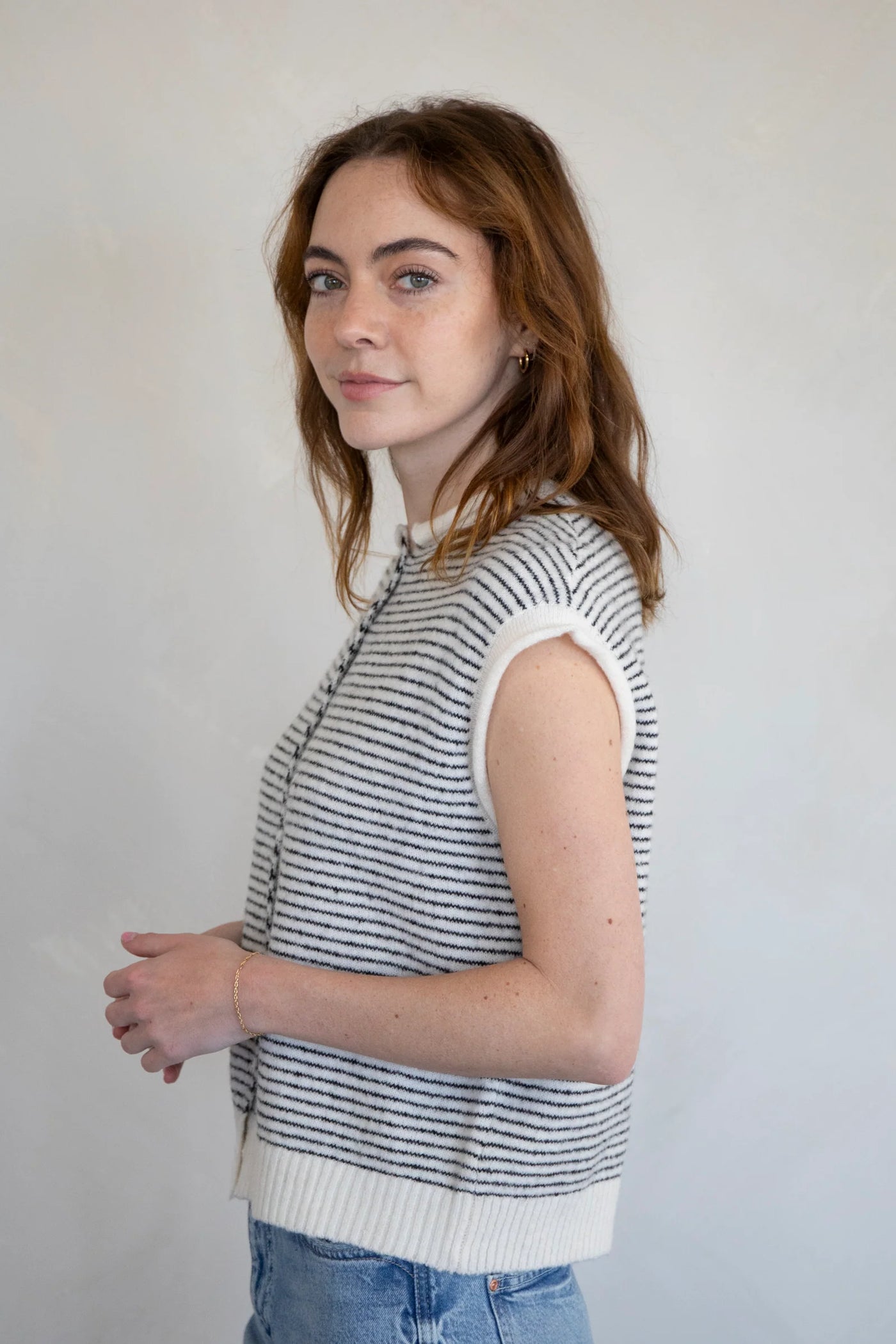 Piper Sleeveless Cardigan- Striped