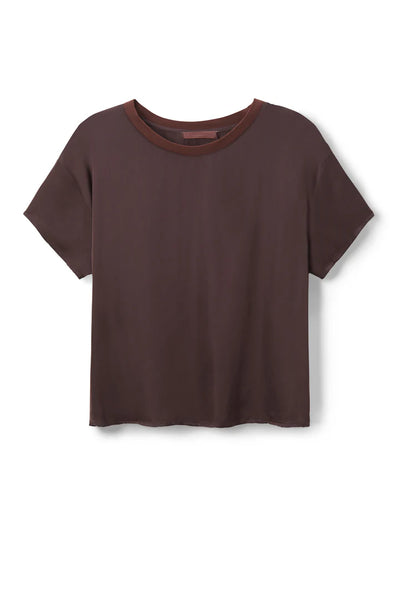 Delphine Satin Top- Cocoa