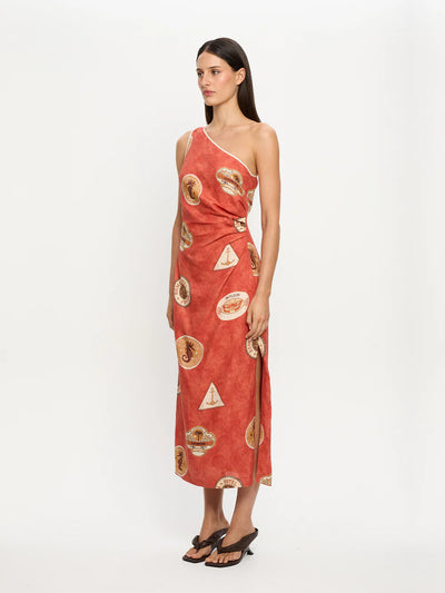 Red Vacanza Midi Dress