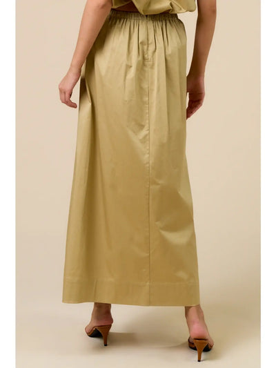 Ava Metal Midi Skirt- Sand