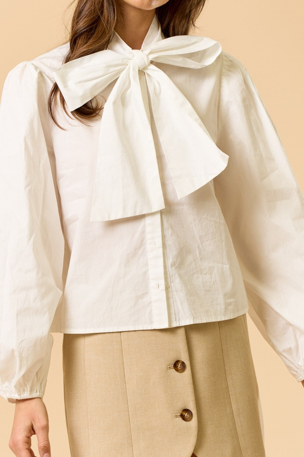 Easton Bow Blouse- Off White