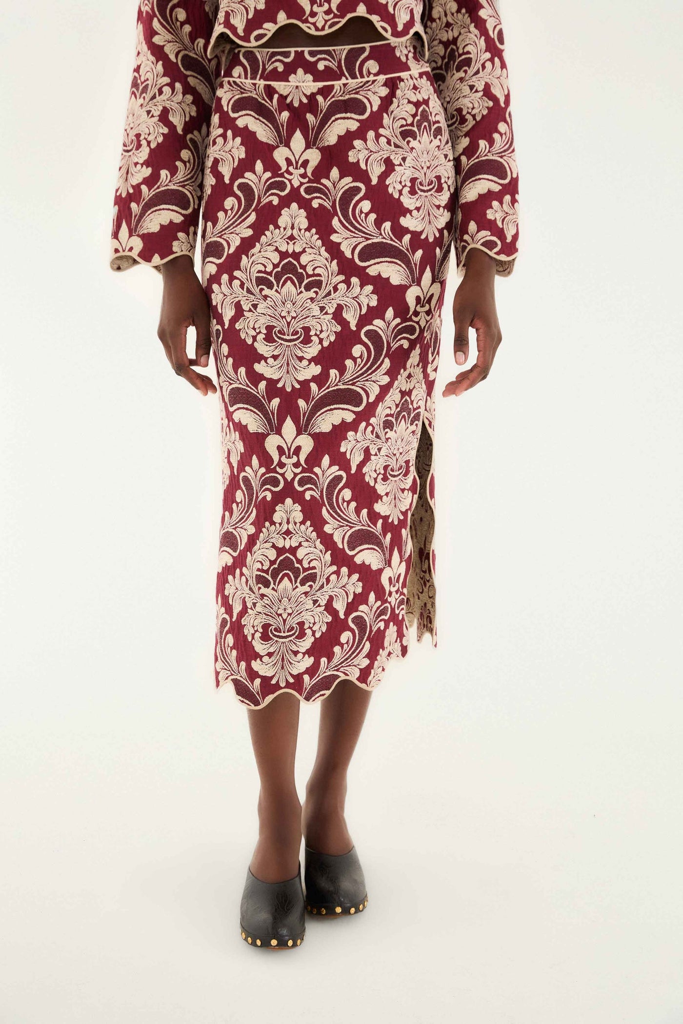 Bicolor Jacquard Midi Skirt