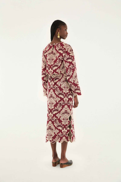 Bicolor Jacquard Midi Skirt