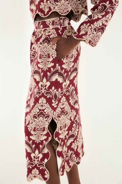 Bicolor Jacquard Midi Skirt