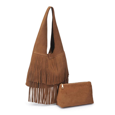 Hope Fringe Hobo Bag- Hazelnut