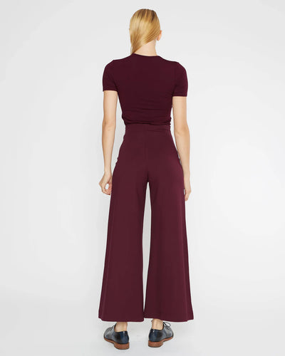 Ponte Knit Cropped Wide Pant